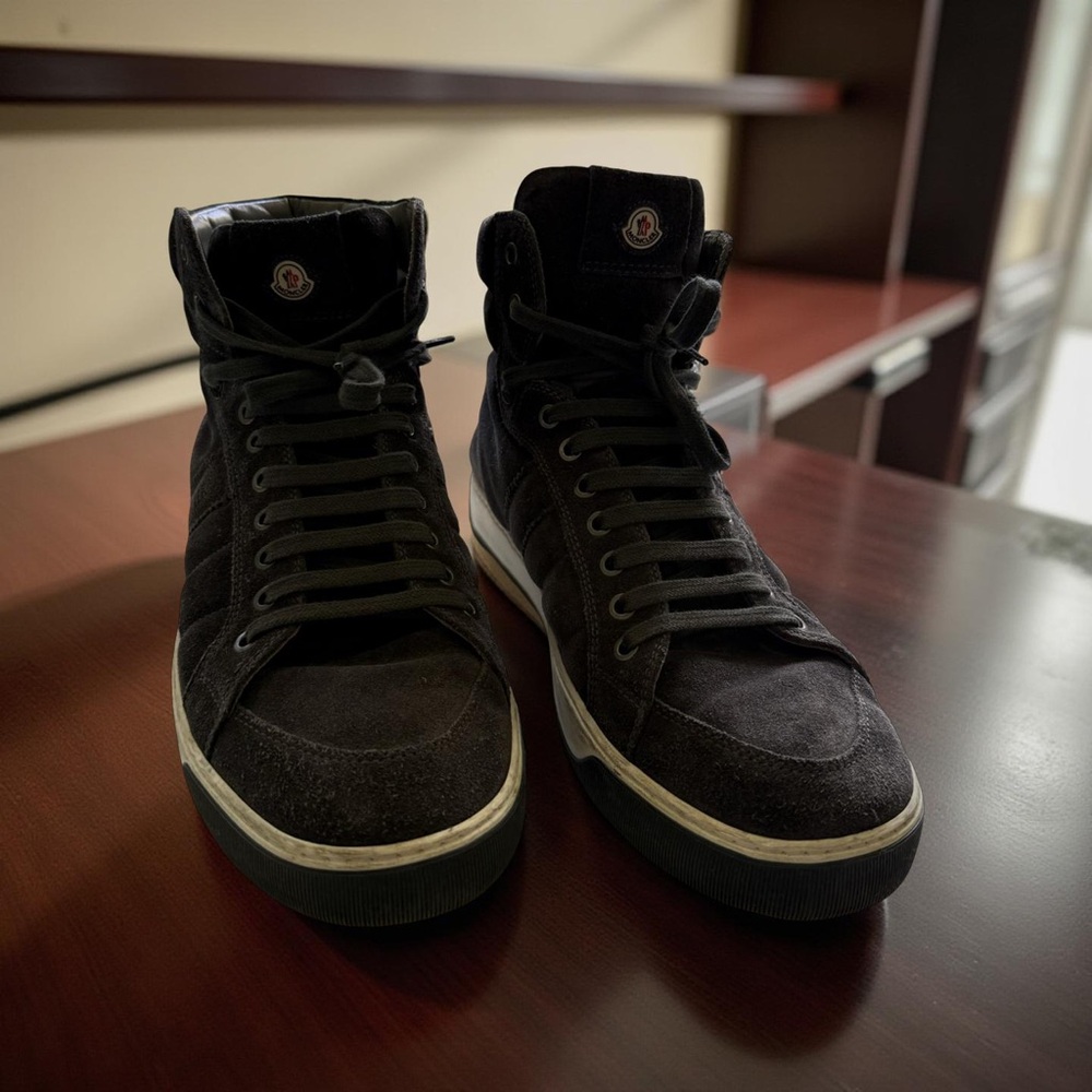 Moncler Dark Suede High-Top Sneakers - Picture 9 of 9